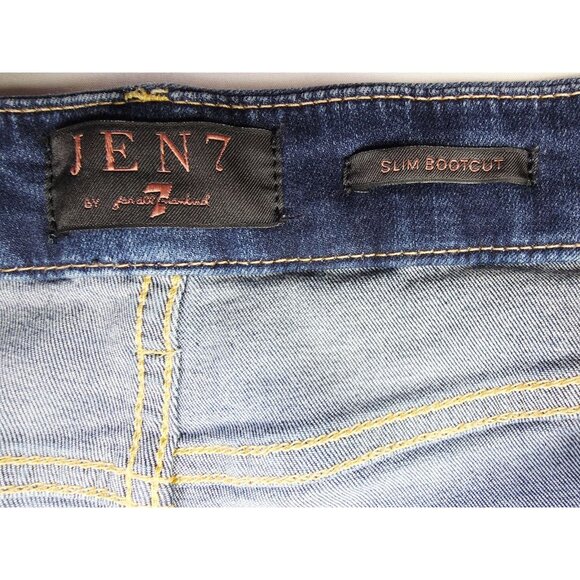 7 For All Mankind Jen 7 Size 6 Womens 31" Inseam Slim Bootcut Blue Denim Jeans - Picture 6 of 12